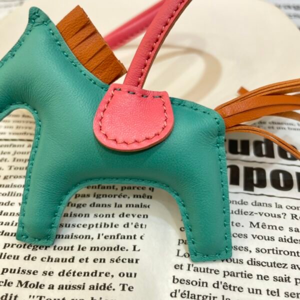 Handmade 187 Factory Rodeo Bag Charms Lambskin Vert Verone / Orange