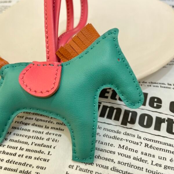 Handmade 187 Factory Rodeo Bag Charms Lambskin Vert Verone / Orange