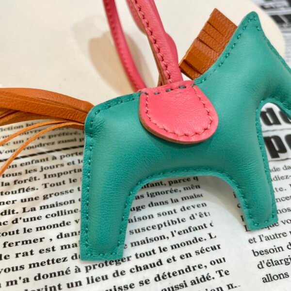 Handmade 187 Factory Rodeo Bag Charms Lambskin Vert Verone / Orange