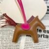 187 Factory Rodeo Bag Charms No.141 Lambskin Gold / Rouge Grenade / White Stitches