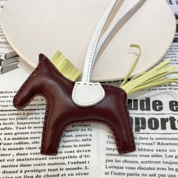 Full Handmade 187 Factory Bordeaux / Jaune Bourgeon Lambskin Rodeo Bag Charms No.140