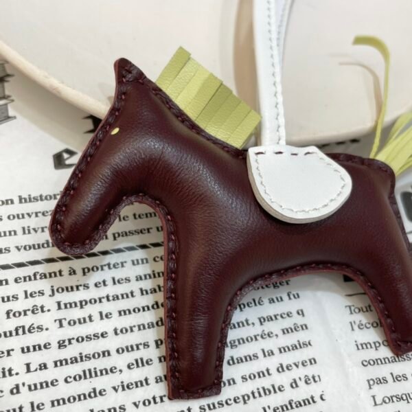 Full Handmade 187 Factory Bordeaux / Jaune Bourgeon Lambskin Rodeo Bag Charms No.140