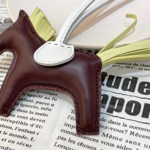 Full Handmade 187 Factory Bordeaux / Jaune Bourgeon Lambskin Rodeo Bag Charms No.140
