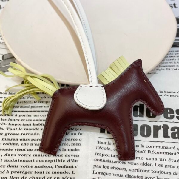 Full Handmade 187 Factory Bordeaux / Jaune Bourgeon Lambskin Rodeo Bag Charms No.140
