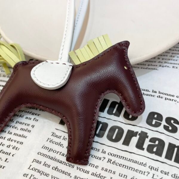 Full Handmade 187 Factory Bordeaux / Jaune Bourgeon Lambskin Rodeo Bag Charms No.140
