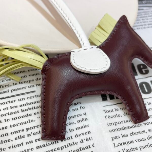 Full Handmade 187 Factory Bordeaux / Jaune Bourgeon Lambskin Rodeo Bag Charms No.140