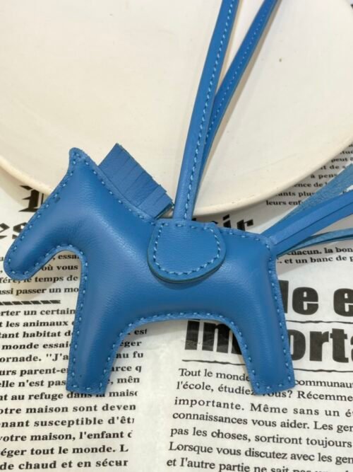 Australia Canberra 187 Factory Rodeo Bag Charms No.132 Lambskin Blue Zanzibar