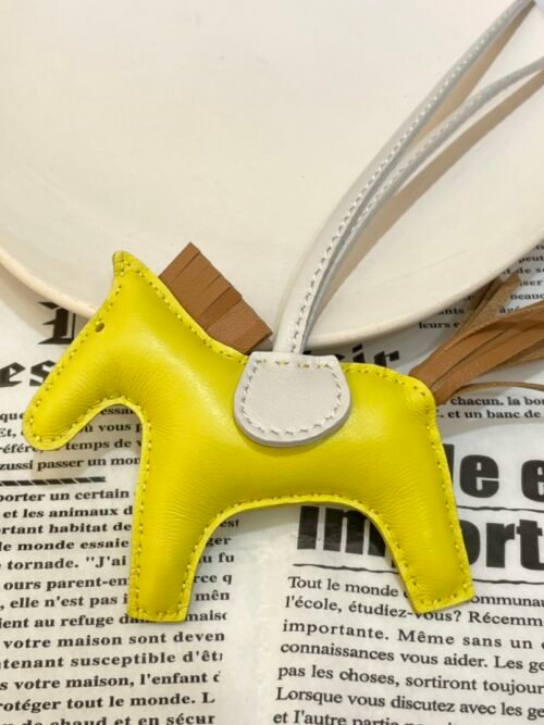 Full Handmade 187 Factory Rodeo Bag Charms Lambskin Lime / Sesame No.122