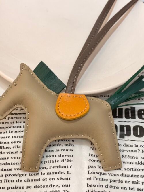 Full Handmade 187 Factory Rodeo Bag Charms No.115 Apricot / Vert Emeraude Lambskin