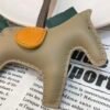 Full Handmade 187 Factory Rodeo Bag Charms No.115 Apricot / Vert Emeraude Lambskin