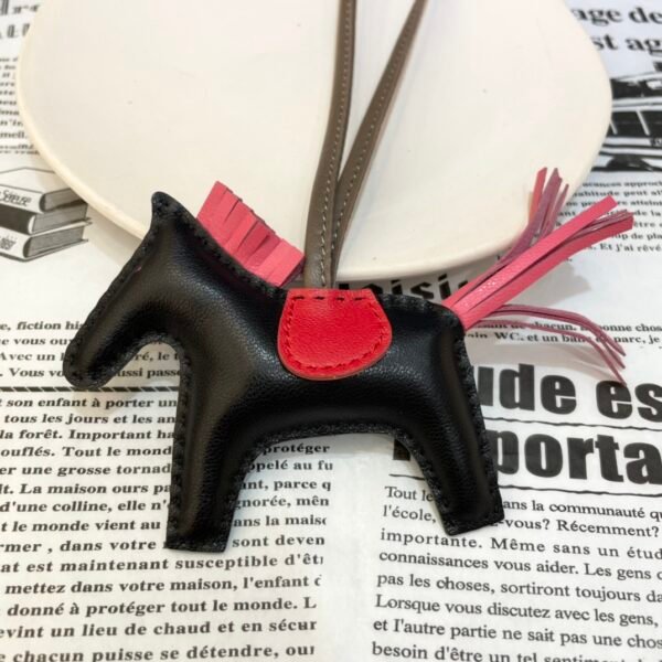 Hong Kong 187 Factory Rodeo Bag Charms No.106 Black / Rose Azalee Lambskin
