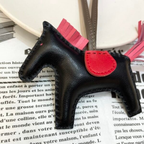 Hong Kong 187 Factory Rodeo Bag Charms No.106 Black / Rose Azalee Lambskin