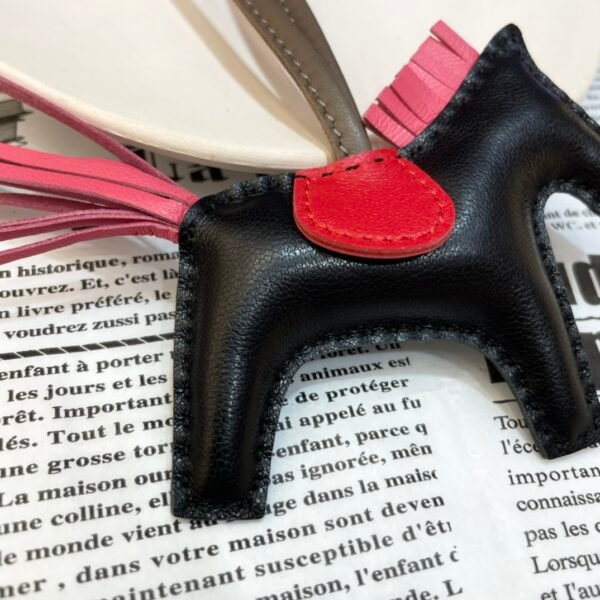 Hong Kong 187 Factory Rodeo Bag Charms No.106 Black / Rose Azalee Lambskin