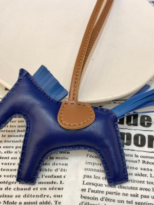 Full Handmade 187 Factory Rodeo Bag Charms Lambskin Deep Blue / Blue Azteque No.91