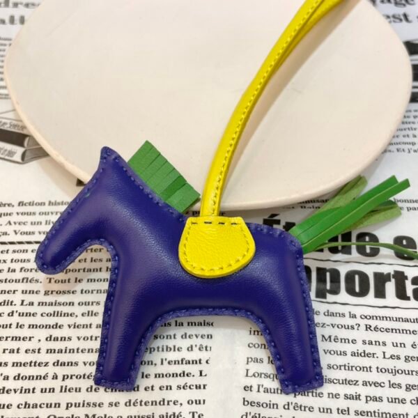 Australia Canberra 187 Factory Lambskin Blue Electric / Bambou Rodeo Bag Charms No.84