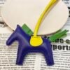 Australia Canberra 187 Factory Lambskin Blue Electric / Bambou Rodeo Bag Charms No.84