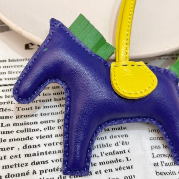 Australia Canberra 187 Factory Lambskin Blue Electric / Bambou Rodeo Bag Charms No.84