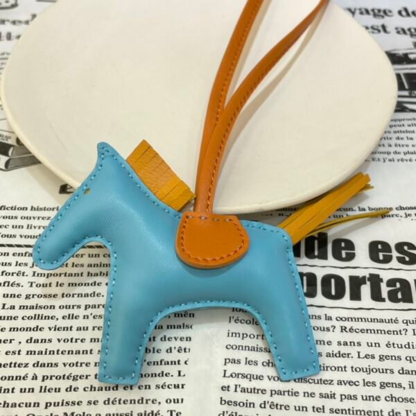 Full Handmade 187 Factory Rodeo Bag Charms Lambskin Blue Atoll / Jaune D’or No.76