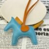 Full Handmade 187 Factory Rodeo Bag Charms Lambskin Blue Atoll / Jaune D’or No.76