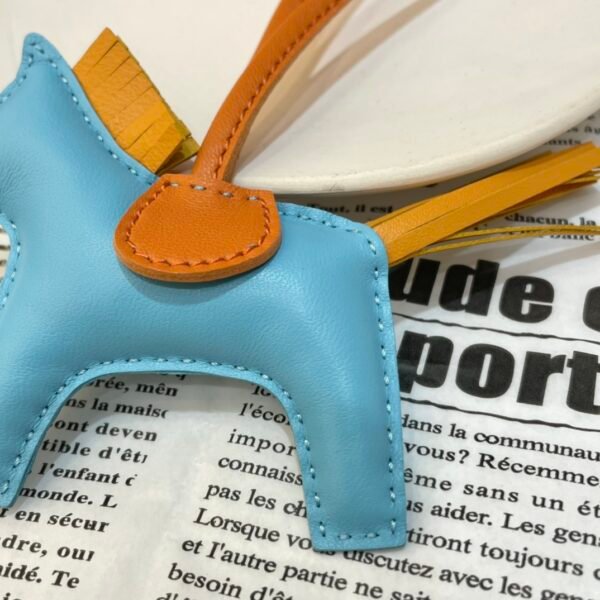 Full Handmade 187 Factory Rodeo Bag Charms Lambskin Blue Atoll / Jaune D’or No.76
