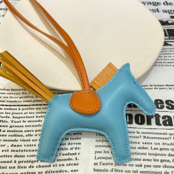Full Handmade 187 Factory Rodeo Bag Charms Lambskin Blue Atoll / Jaune D’or No.76