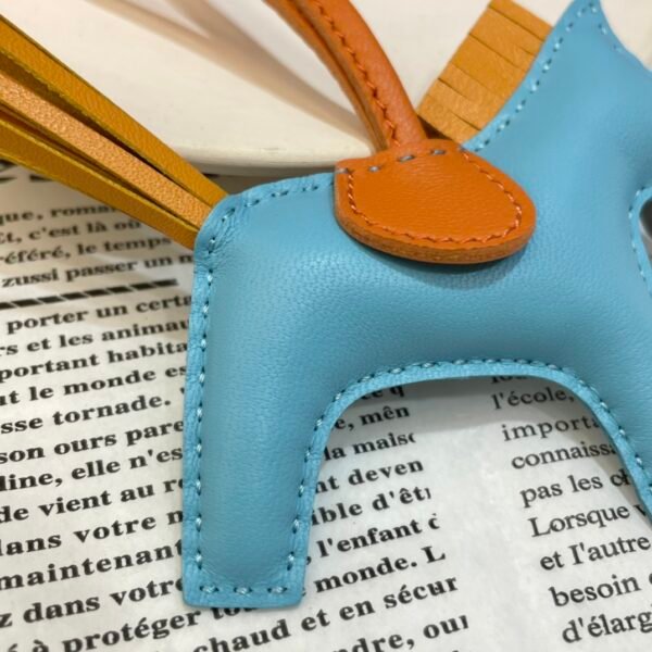 Full Handmade 187 Factory Rodeo Bag Charms Lambskin Blue Atoll / Jaune D’or No.76