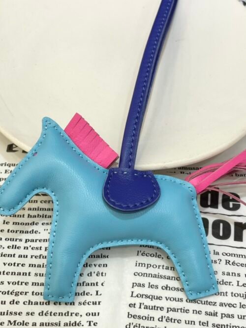 Hong Kong 187 Factory Rodeo Bag Charms Lambskin Blue Atoll / Fuschia No.73