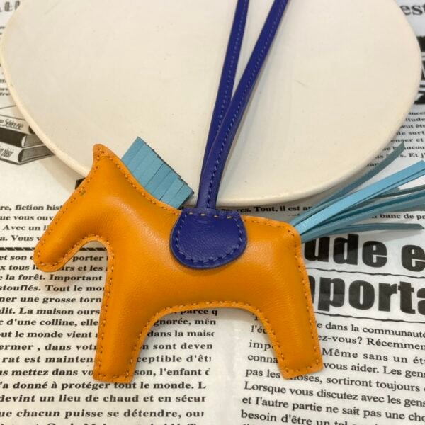 187 Factory Rodeo Bag Charms No.57 Jaune D’or / Blue Atoll Lambskin