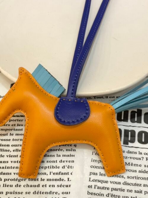 187 Factory Rodeo Bag Charms No.57 Jaune D’or / Blue Atoll Lambskin
