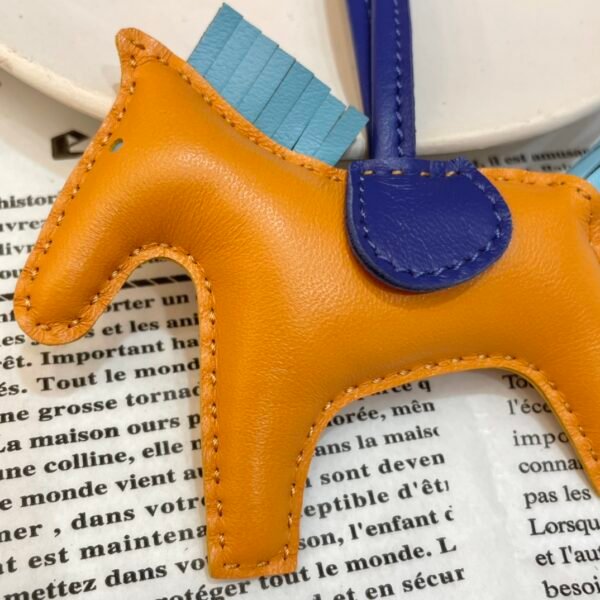 187 Factory Rodeo Bag Charms No.57 Jaune D’or / Blue Atoll Lambskin