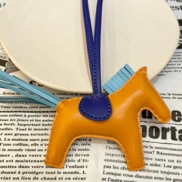 187 Factory Rodeo Bag Charms No.57 Jaune D’or / Blue Atoll Lambskin