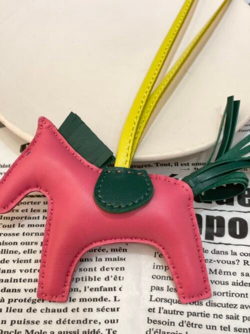 187 Factory Rodeo Bag Charms Rose Azalee / Vert Emeraude Lambskin No.48