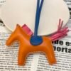 Handmade 187 Factory No.38 Orange / Rose Azalee Lambskin Rodeo Bag Charms