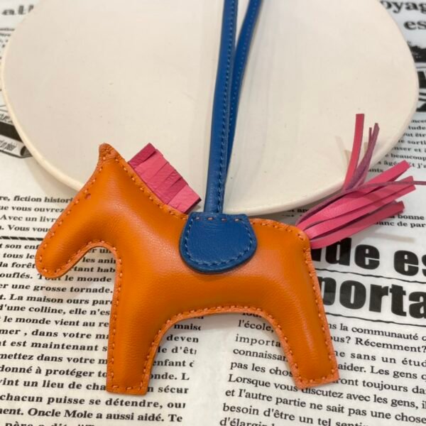 Handmade 187 Factory No.38 Orange / Rose Azalee Lambskin Rodeo Bag Charms