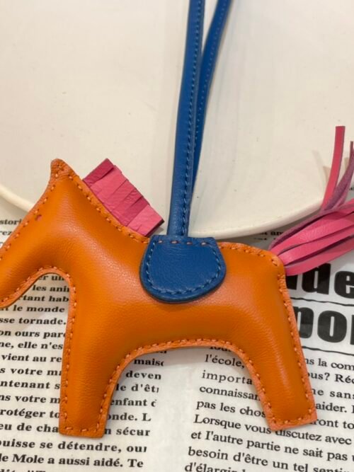Handmade 187 Factory No.38 Orange / Rose Azalee Lambskin Rodeo Bag Charms