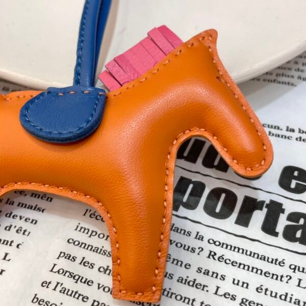 Handmade 187 Factory No.38 Orange / Rose Azalee Lambskin Rodeo Bag Charms