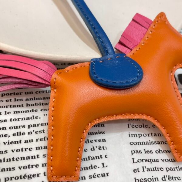 Handmade 187 Factory No.38 Orange / Rose Azalee Lambskin Rodeo Bag Charms