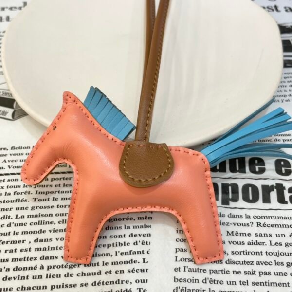 Handmade 187 Factory Rodeo Bag Charms No.17 Flamingo / Blue Atoll Lambskin