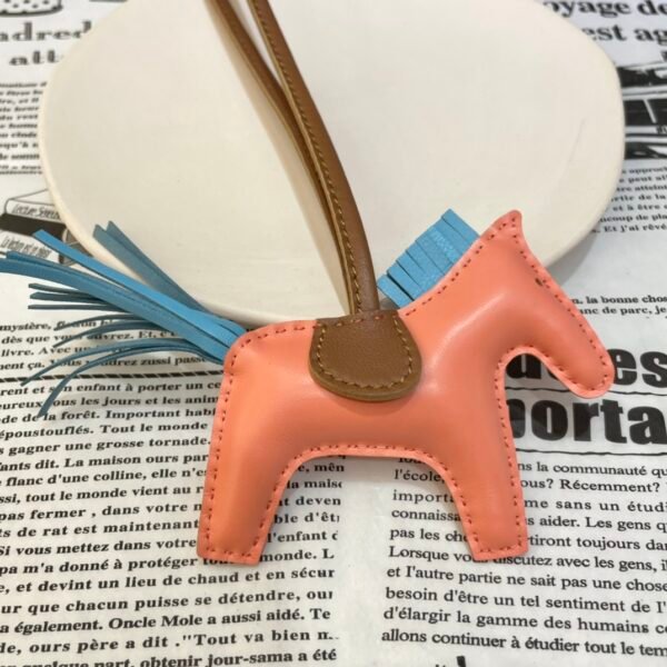 Handmade 187 Factory Rodeo Bag Charms No.17 Flamingo / Blue Atoll Lambskin