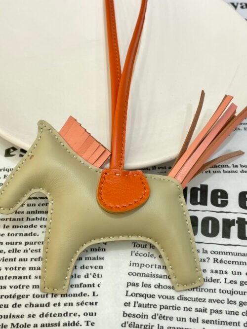 Indonesia Jakarta 187 Factory Lambskin Light Apricot / Flamingo Rodeo Bag Charms No.6