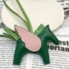 UK London 187 Factory Rodeo Pegase Charm Vert Emeraude/ Rose Sakura Lambskin