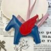 Full Handmade 187 Factory Blue Azteque / Rouge Casaque Lambskin No.23 Rodeo Pegase Charm