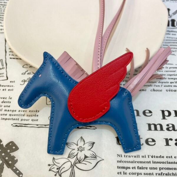 Full Handmade 187 Factory Blue Azteque / Rouge Casaque Lambskin No.23 Rodeo Pegase Charm