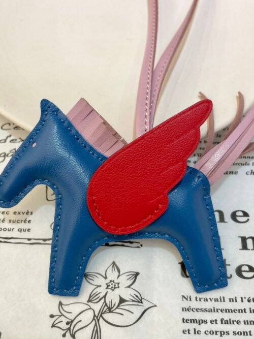 Full Handmade 187 Factory Blue Azteque / Rouge Casaque Lambskin No.23 Rodeo Pegase Charm