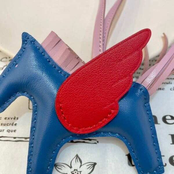 Full Handmade 187 Factory Blue Azteque / Rouge Casaque Lambskin No.23 Rodeo Pegase Charm