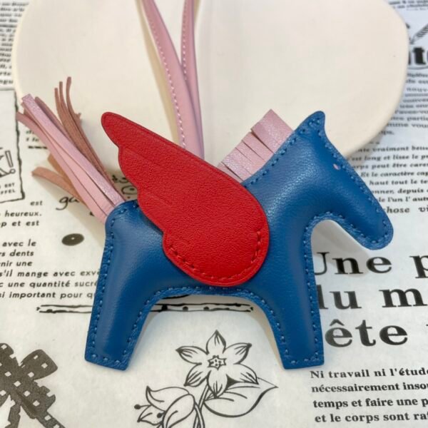 Full Handmade 187 Factory Blue Azteque / Rouge Casaque Lambskin No.23 Rodeo Pegase Charm