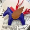 Full Handmade 187 Factory Blue Electric / Gold Lambskin No.11 Rodeo Pegase Charm
