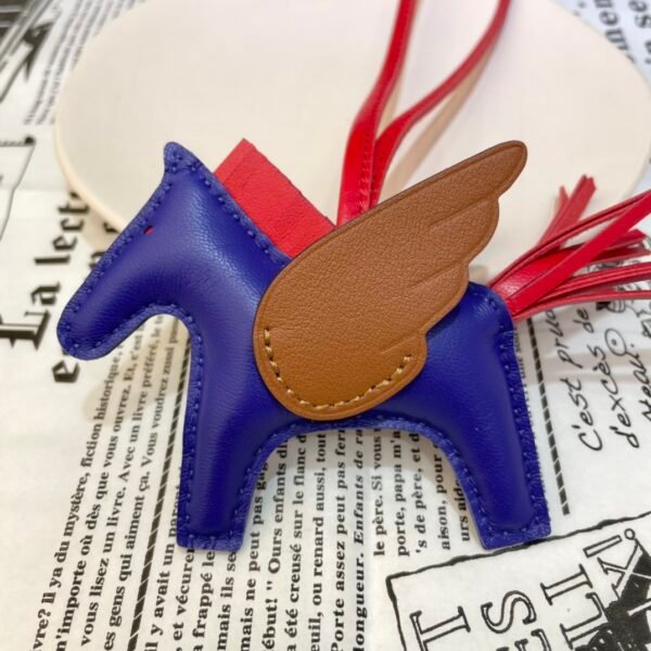Full Handmade 187 Factory Blue Electric / Gold Lambskin No.11 Rodeo Pegase Charm