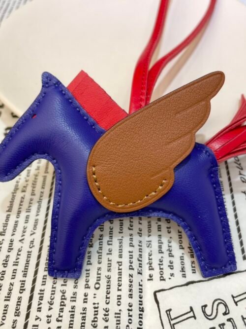 Full Handmade 187 Factory Blue Electric / Gold Lambskin No.11 Rodeo Pegase Charm