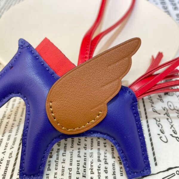 Full Handmade 187 Factory Blue Electric / Gold Lambskin No.11 Rodeo Pegase Charm
